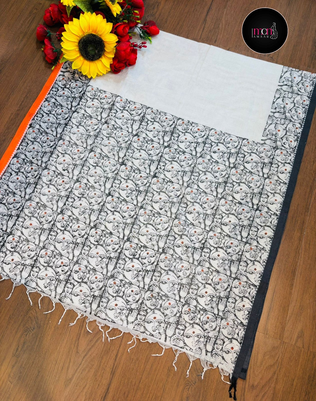 Path Chhobi- Handloom Dhonekhali Cotton Saree