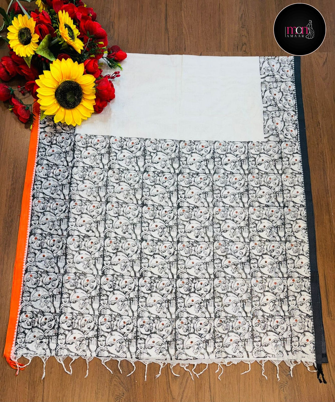 Path Chhobi- Handloom Dhonekhali Cotton Saree