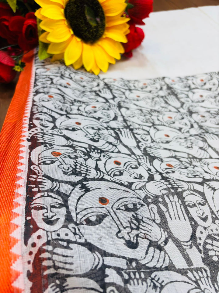 Path Chhobi- Handloom Dhonekhali Cotton Saree