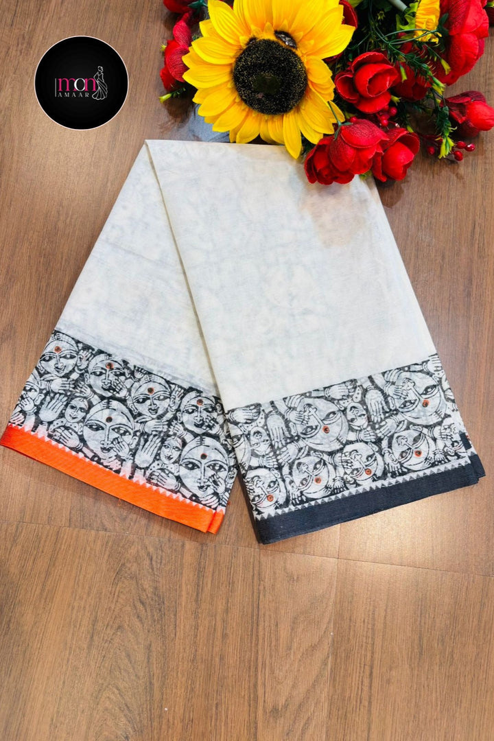 Path Chhobi- Handloom Dhonekhali Cotton Saree