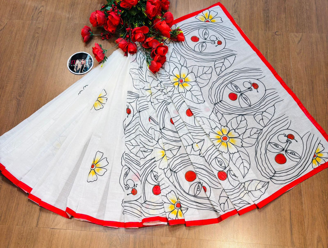 Chhobi- Handloom Dhonekhali Cotton Saree