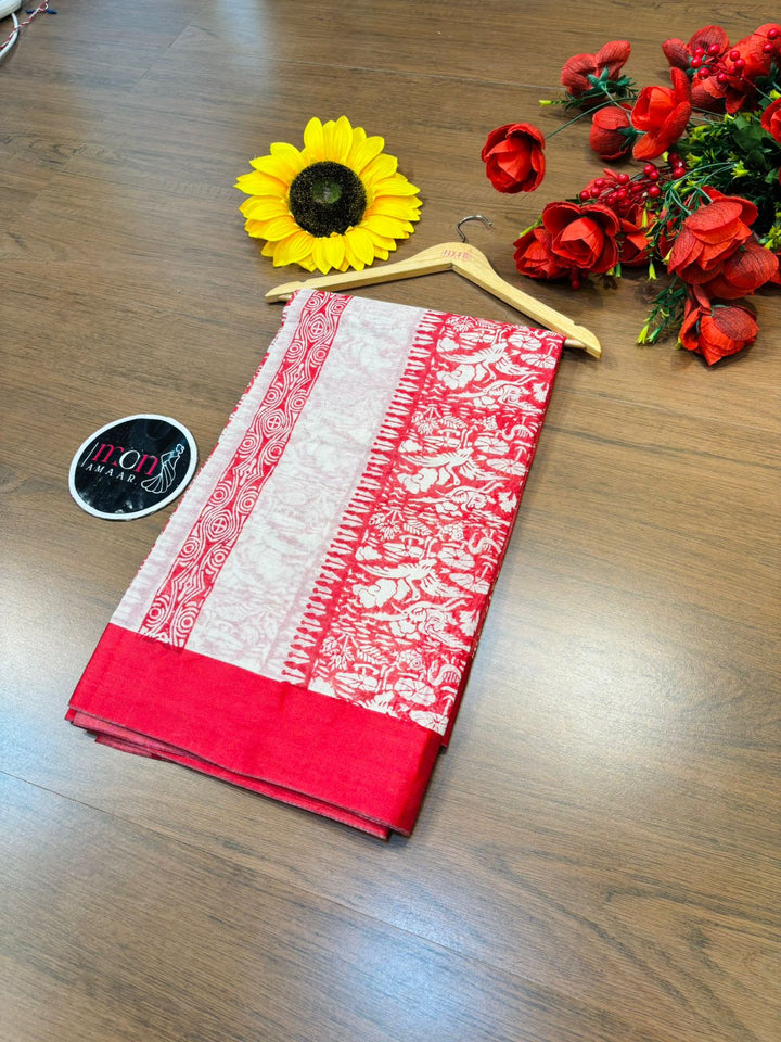 Village Chronicle Handloom Dhonekhali Cotton Saree