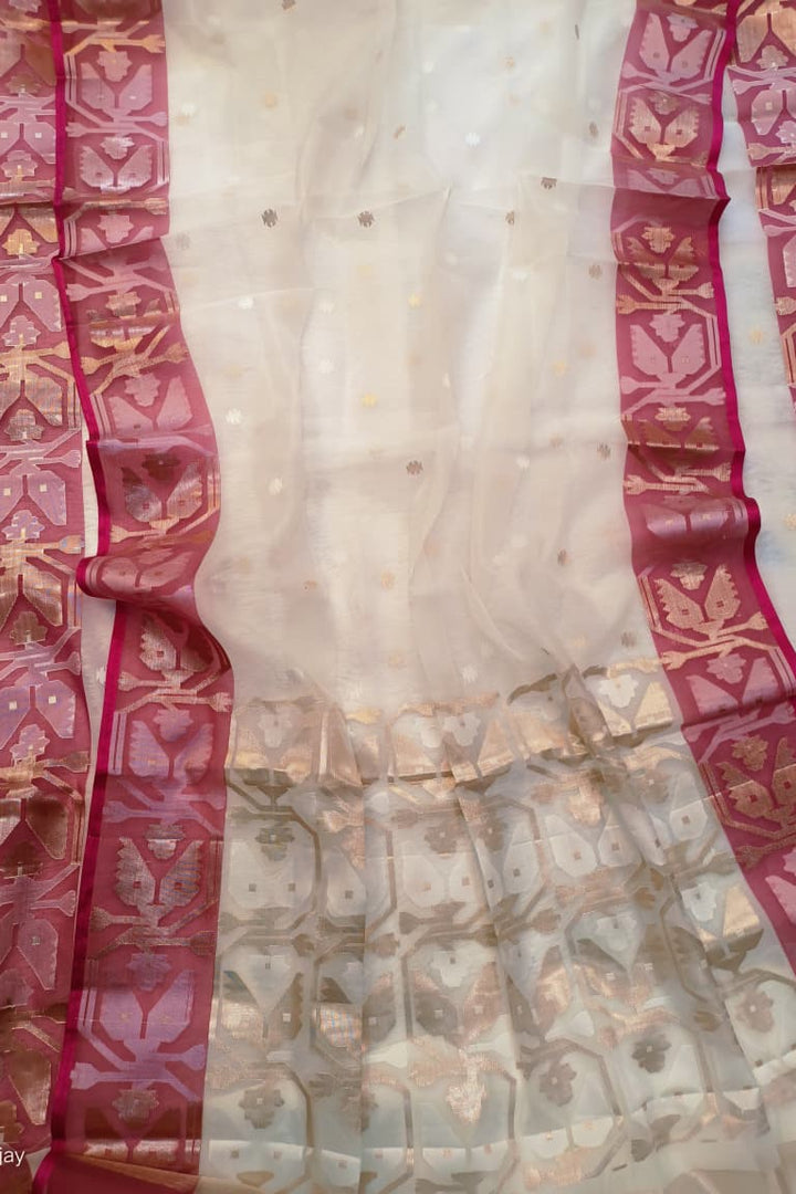 Aloy Nritto Bengal Muslin Organza  Saree