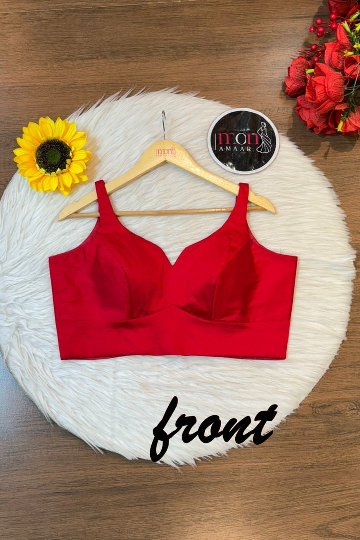 Red Dhara Cotton Silk Blouse