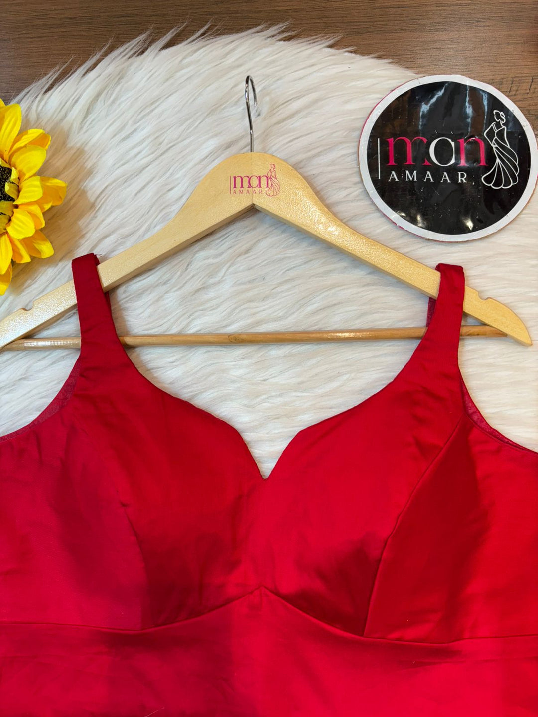 Red Dhara Cotton Silk Blouse
