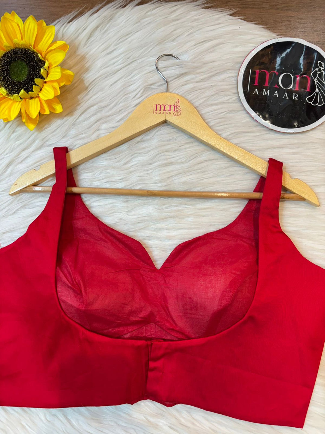 Red Dhara Cotton Silk Blouse