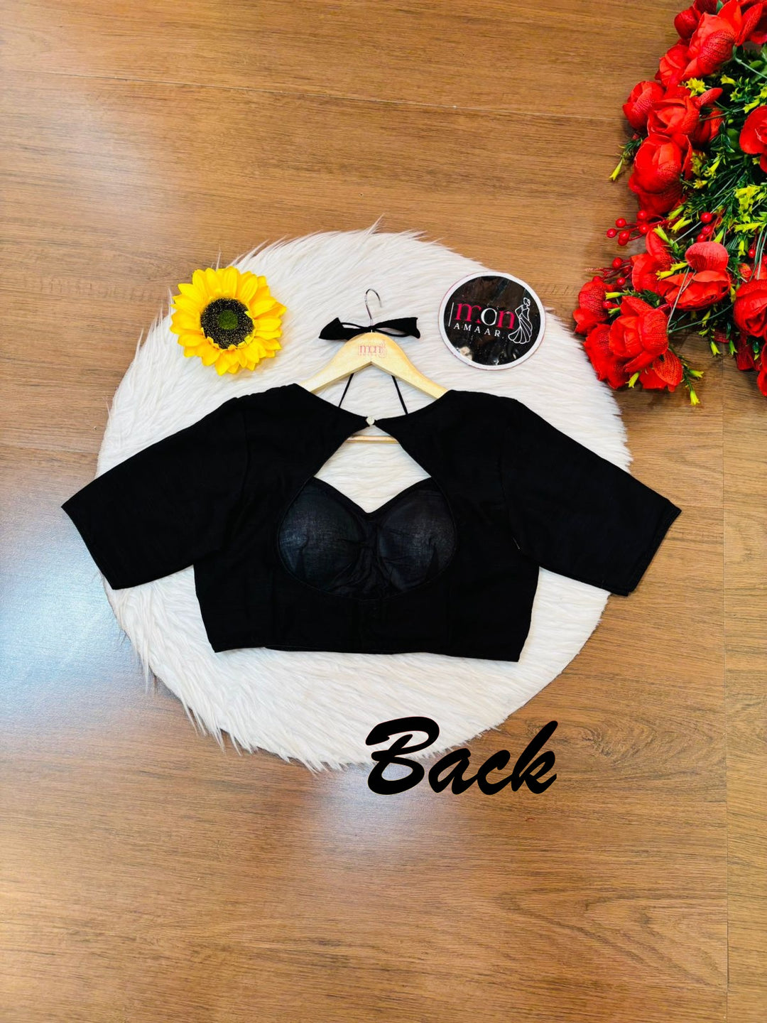 Black Masaba Style Vichitra Silk Blouse