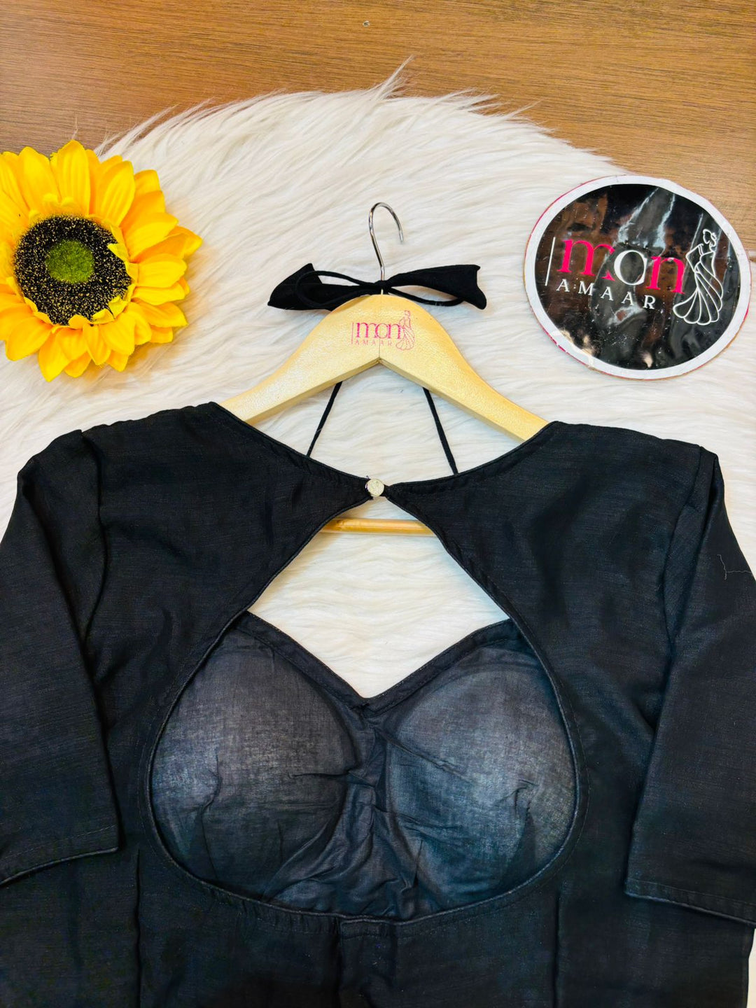 Black Masaba Style Vichitra Silk Blouse
