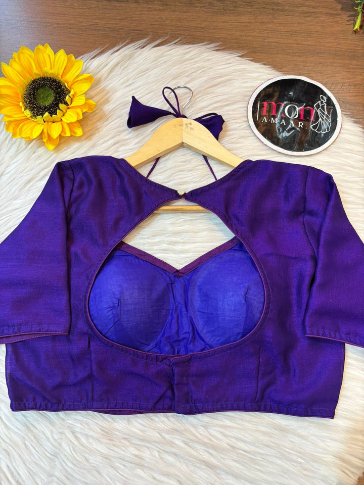 Purple Masaba Style Vichitra Silk Blouse