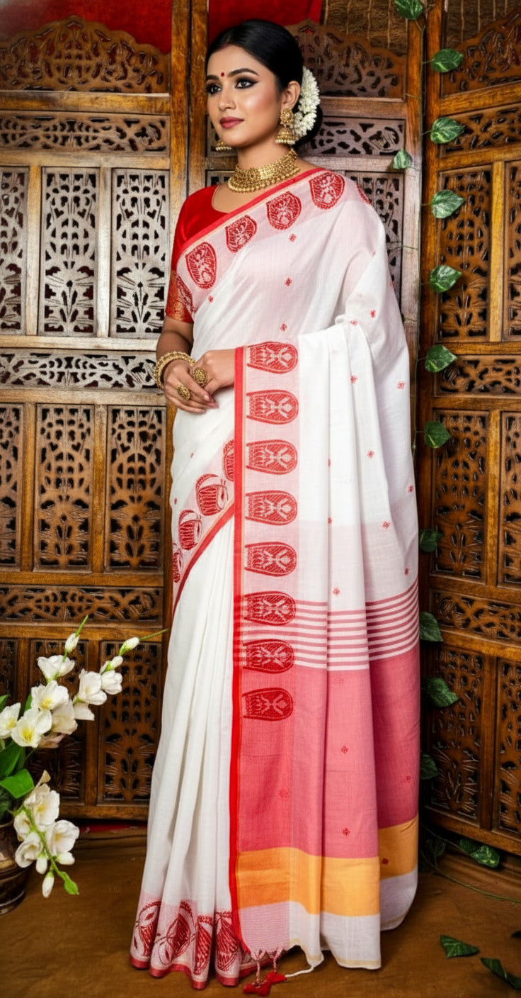 Dhak And Kulo Special khadi Cotton Saree