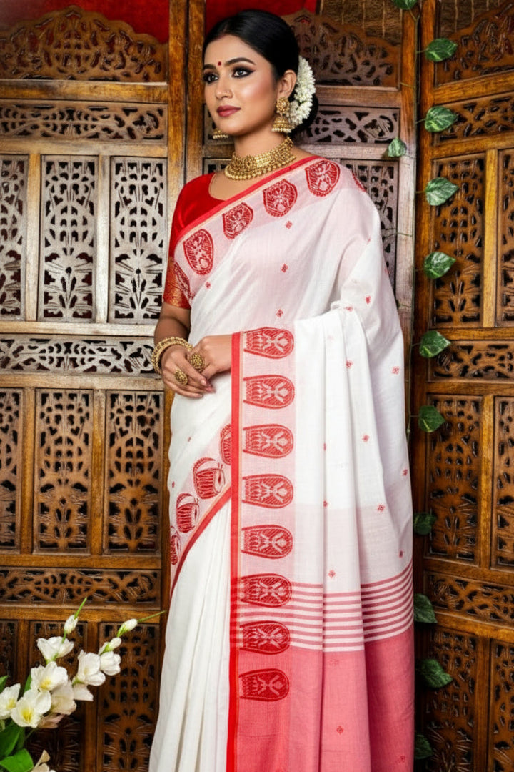 Dhak And Kulo Special khadi Cotton Saree