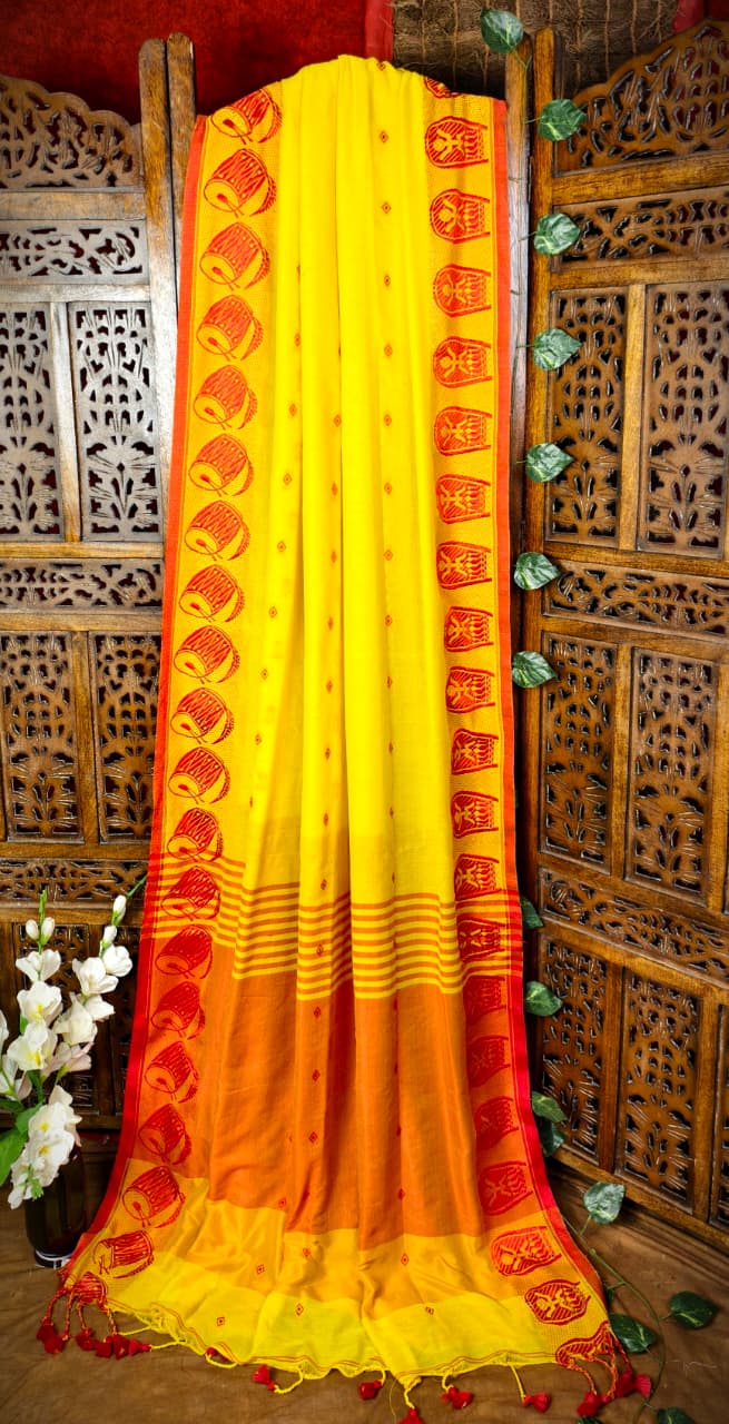 Dhak And Kulo Special khadi Cotton Saree