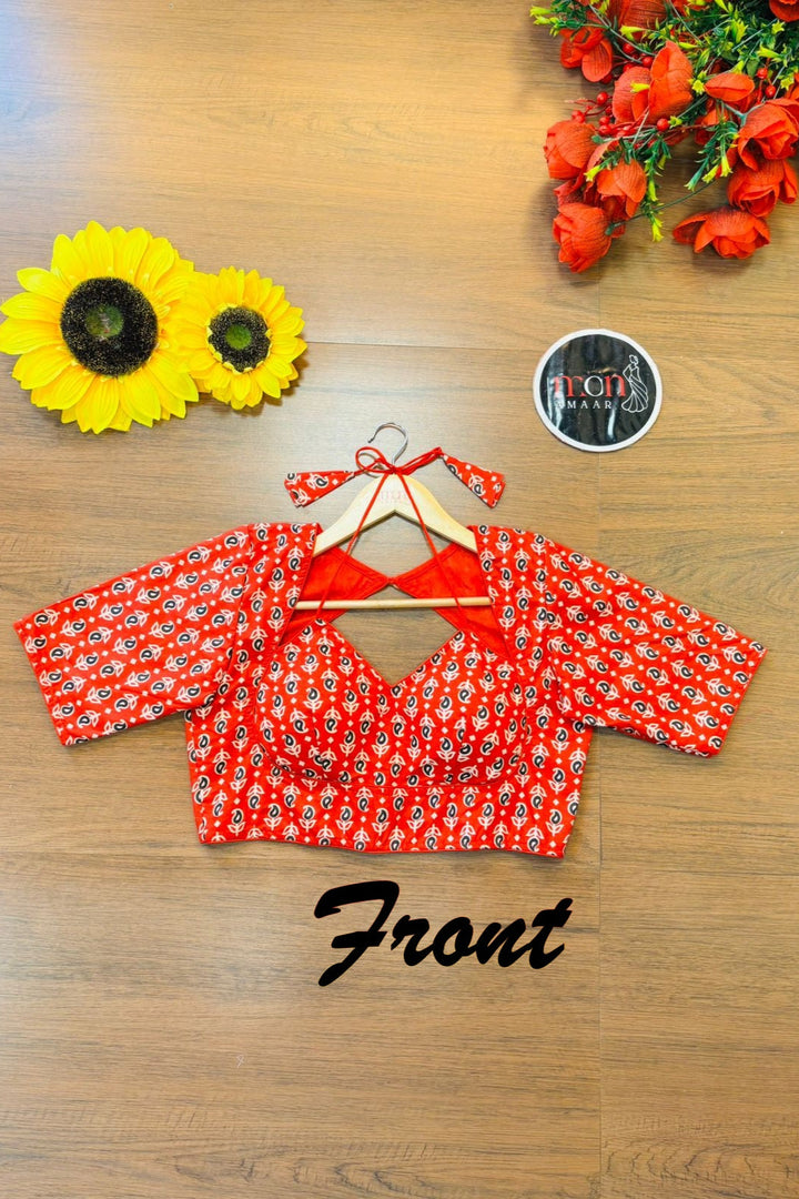 Red Print - Masaba Style Blouse