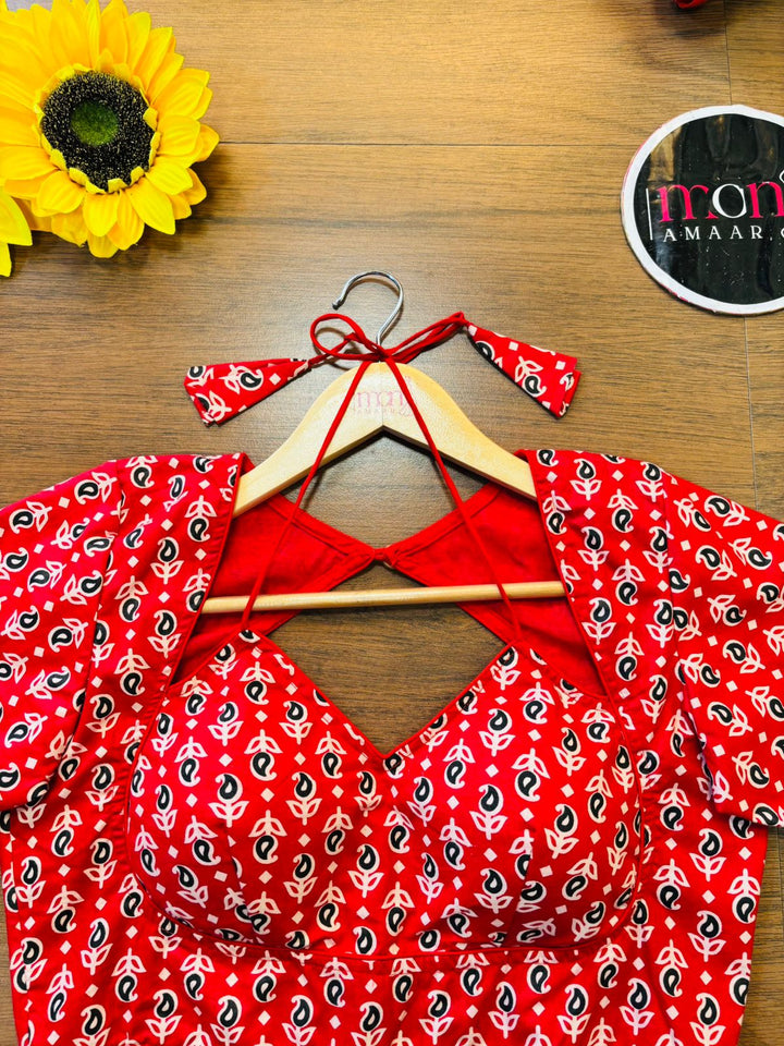 Red Print - Masaba Style Blouse