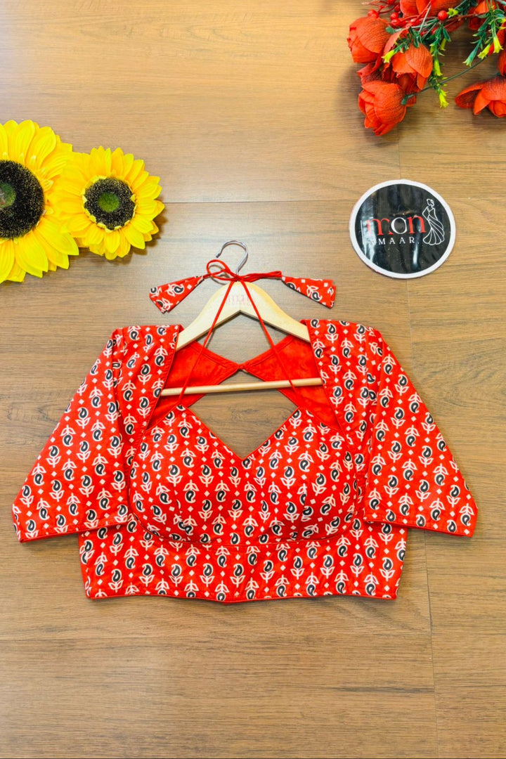 Red Print - Masaba Style Blouse