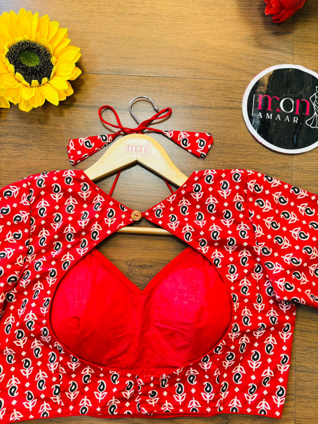 Red Print - Masaba Style Blouse