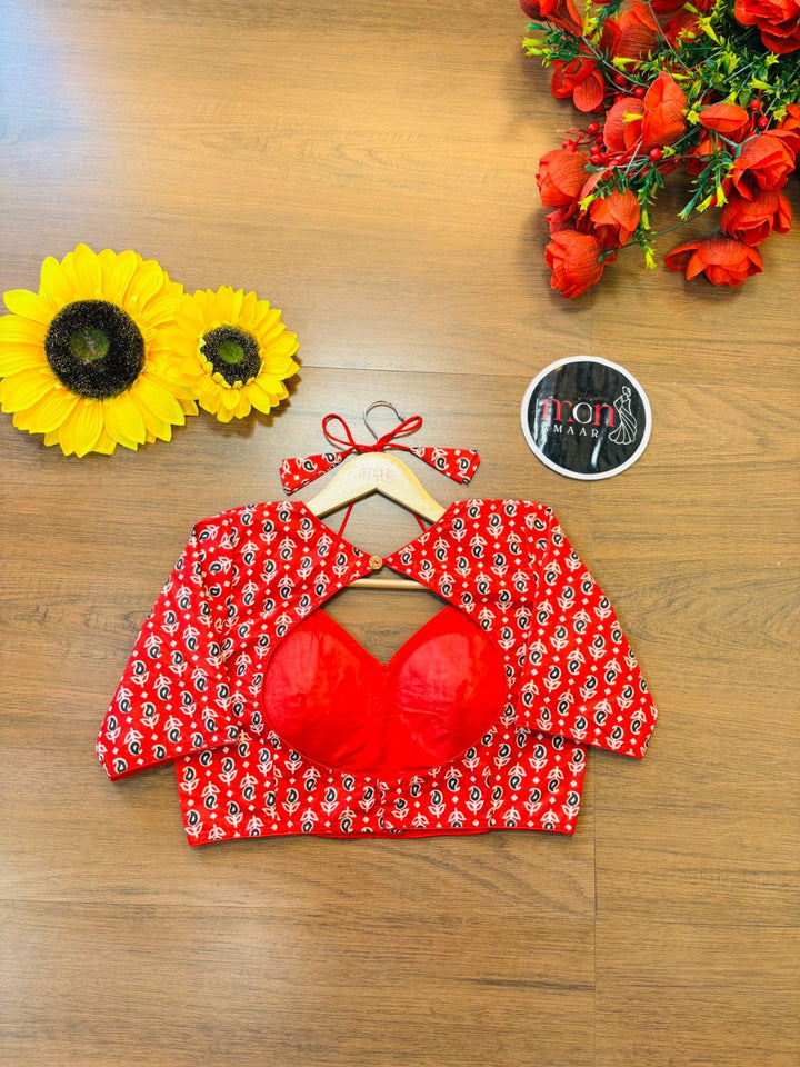 Red Print - Masaba Style Blouse
