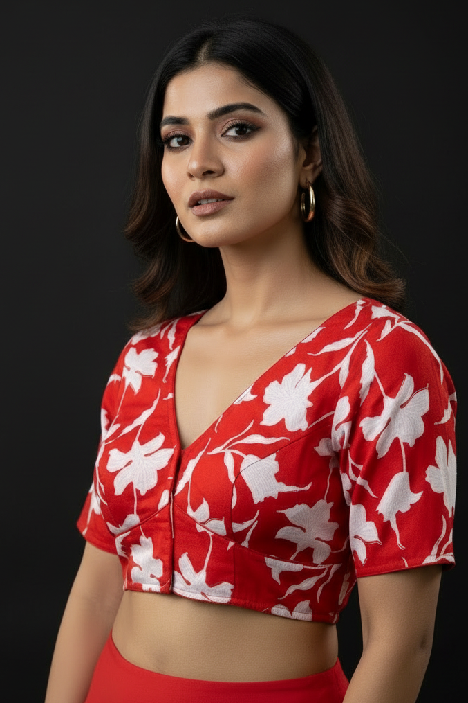 Amrapali Red Cotton Blouse