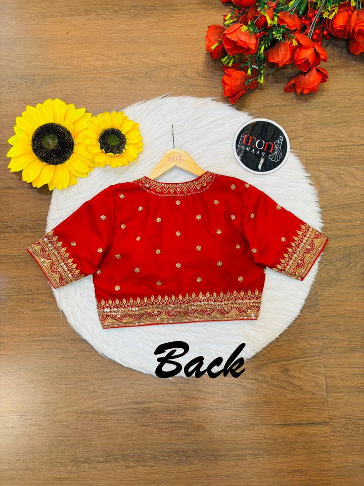 Mukti Vichitra Red Silk Blouse