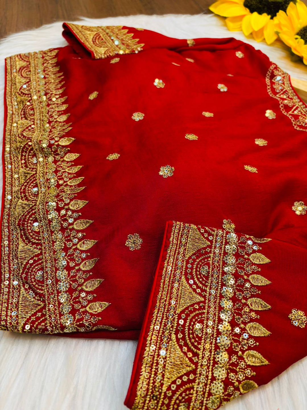Mukti Vichitra Red Silk Blouse