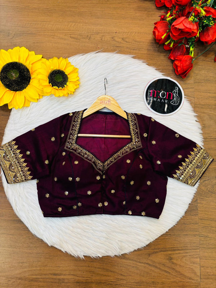 Mukti Vichitra Wine Silk Blouse