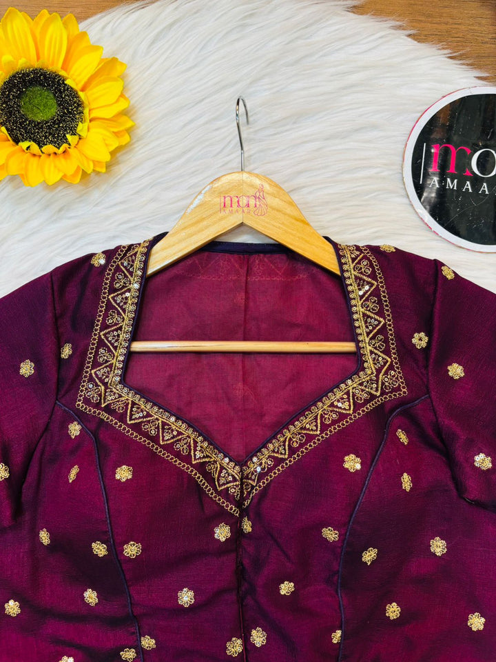 Mukti Vichitra Wine Silk Blouse