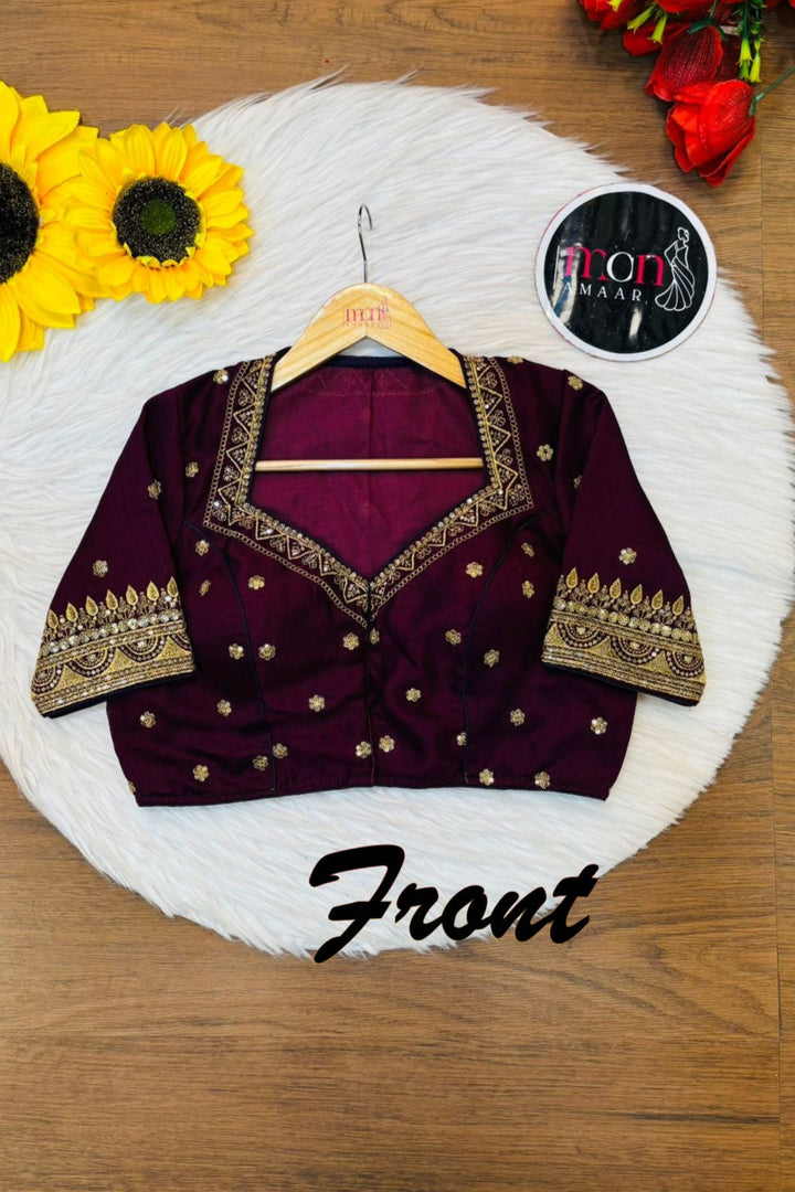 Mukti Vichitra Wine Silk Blouse