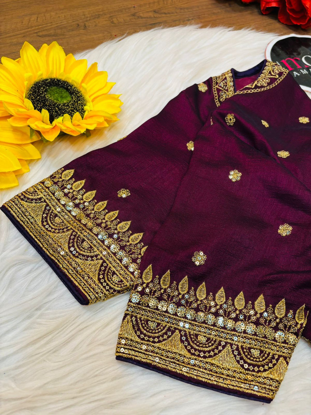 Mukti Vichitra Wine Silk Blouse