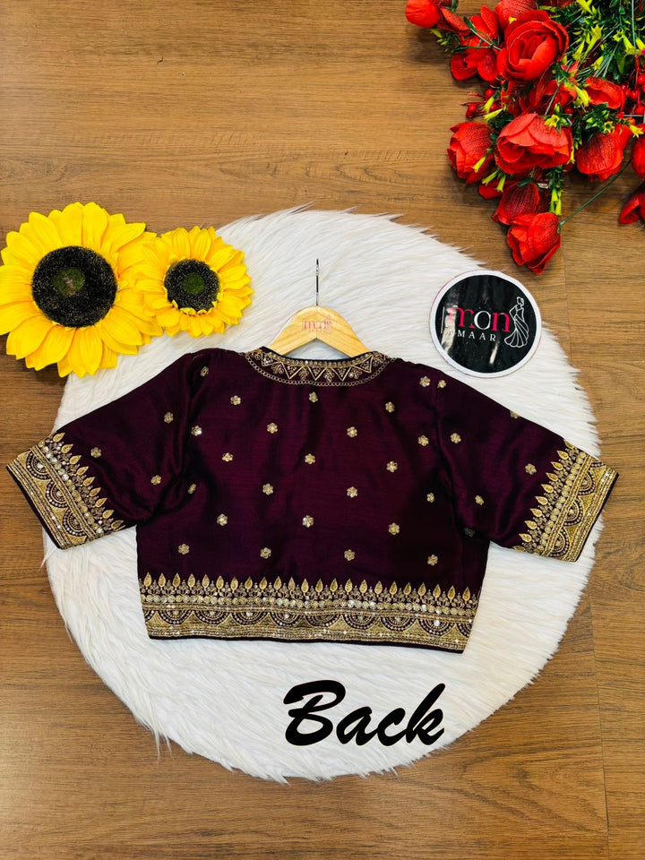 Mukti Vichitra Wine Silk Blouse