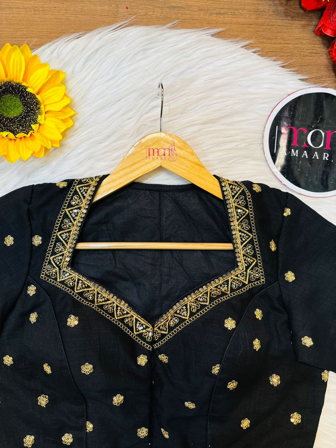 Mukti Vichitra Black Silk Blouse