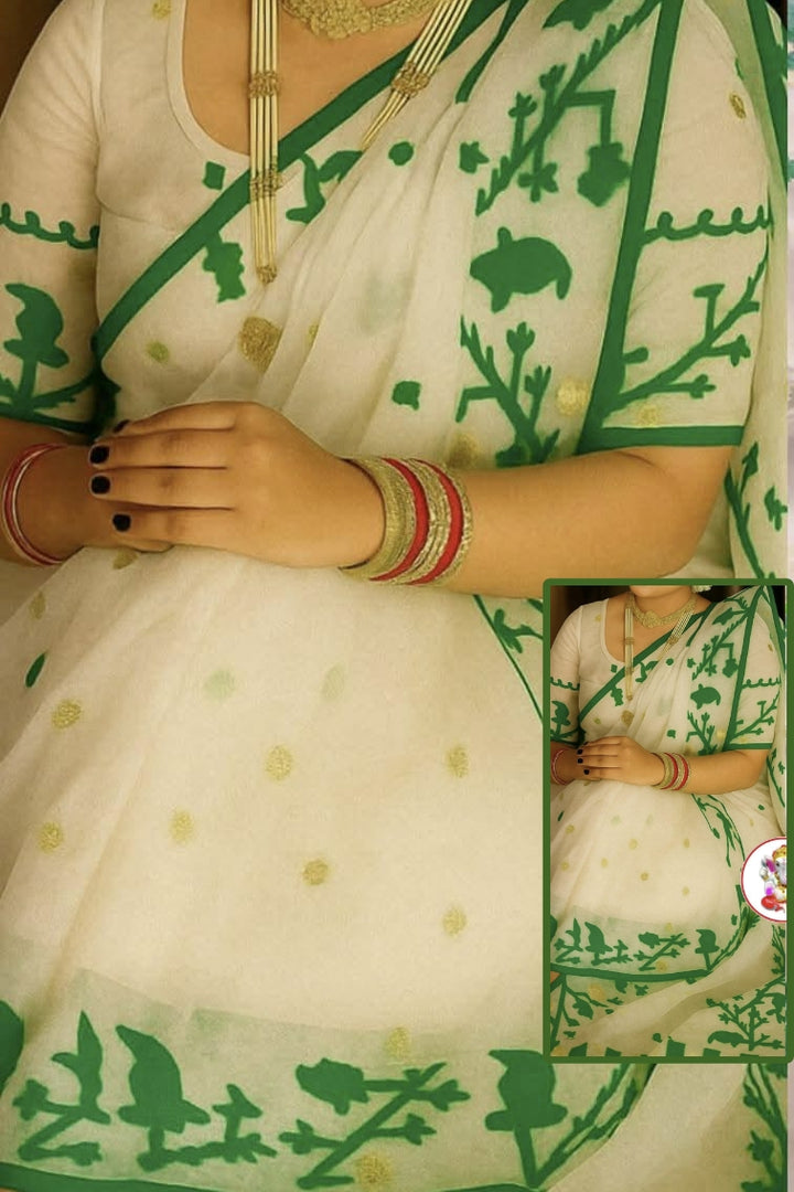 Canvas of Bengal Organza Muslin Jamdani Saree (Copy)