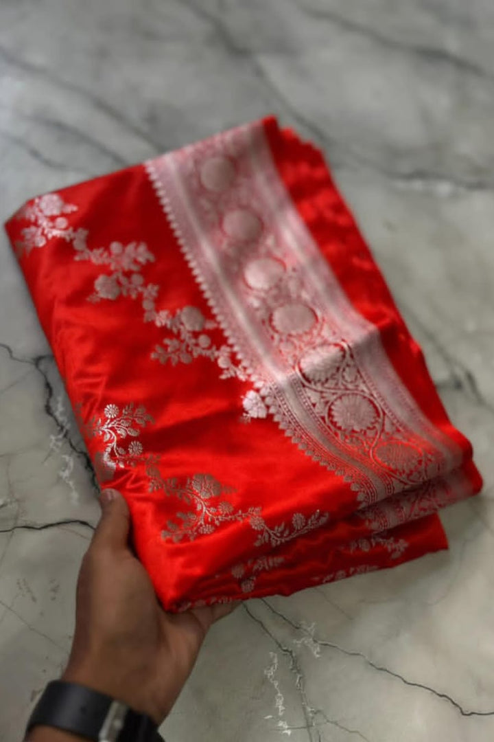 Jewel of Ashtami Banarasi Mushru Katan Silk Saree