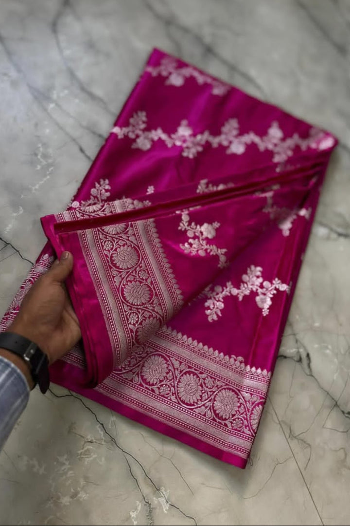Jewel of Ashtami Banarasi Mushru Katan Silk Saree