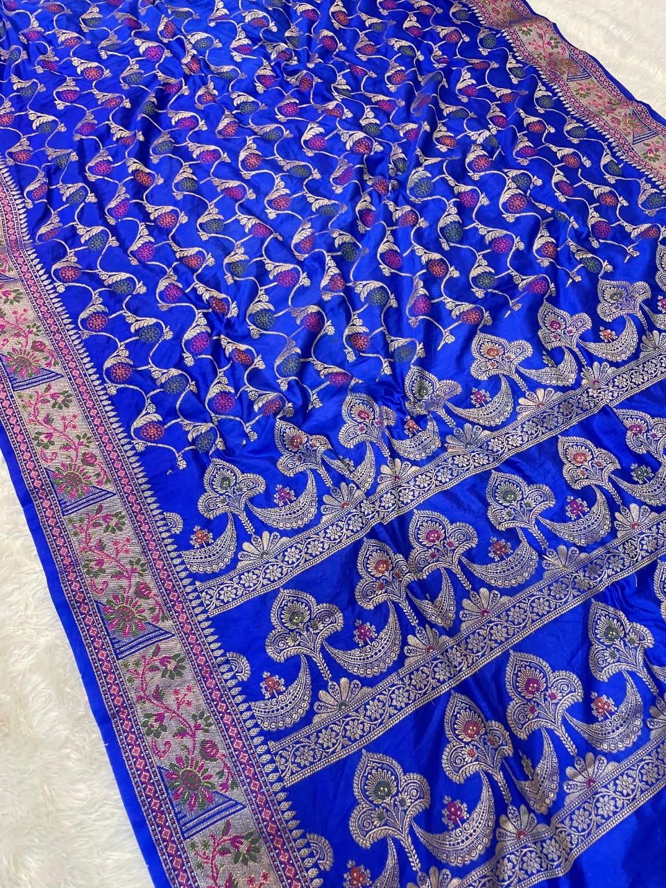 Flowers Of Devotion Banarasi Katan Silk Saree