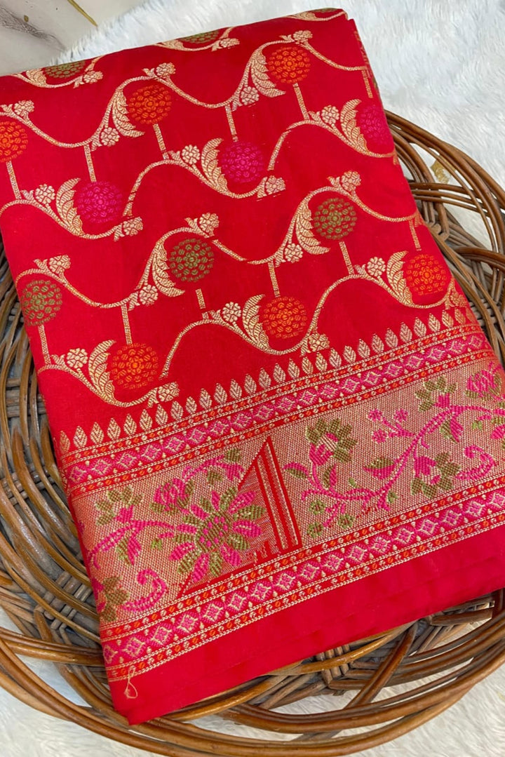 Flowers Of Devotion Banarasi Katan Silk Saree