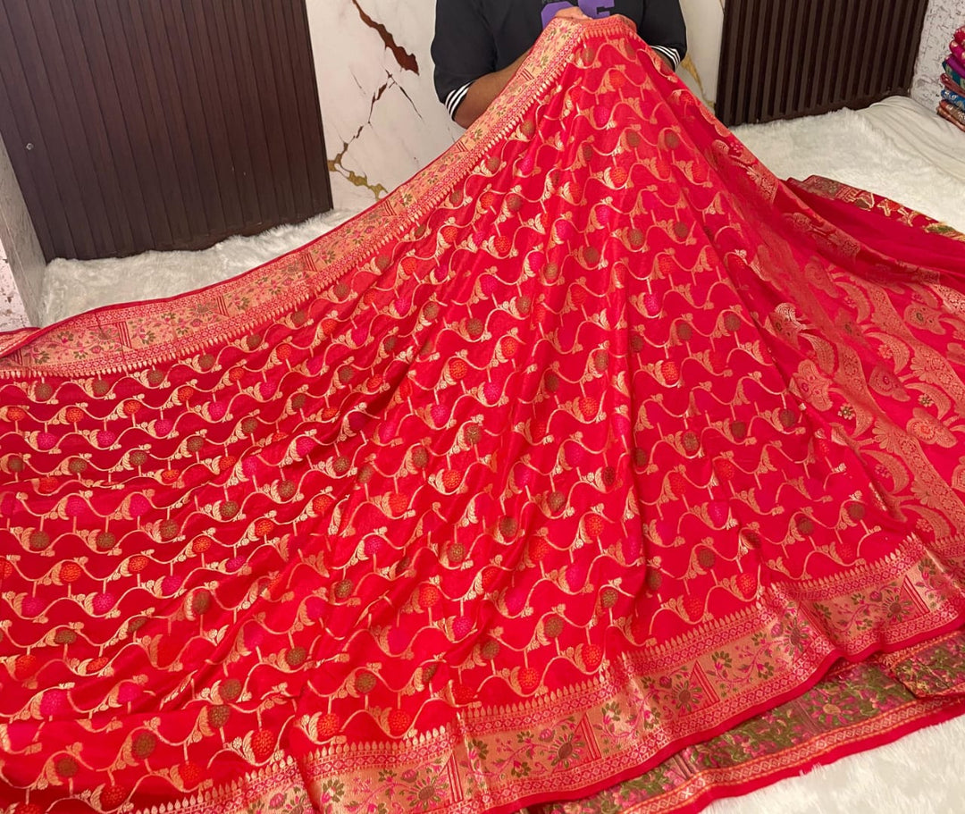 Flowers Of Devotion Banarasi Katan Silk Saree