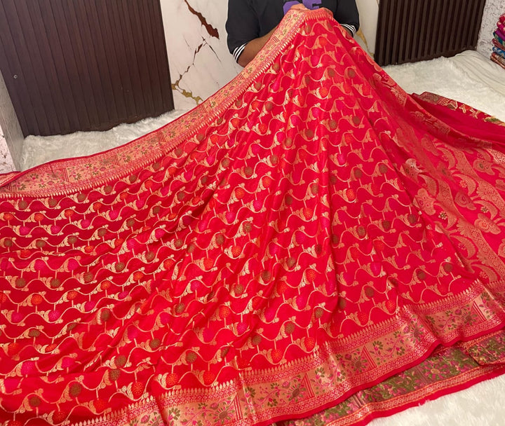 Flowers Of Devotion Banarasi Katan Silk Saree