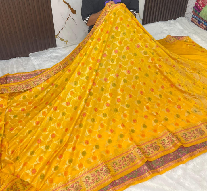 Flowers Of Devotion Banarasi Katan Silk Saree