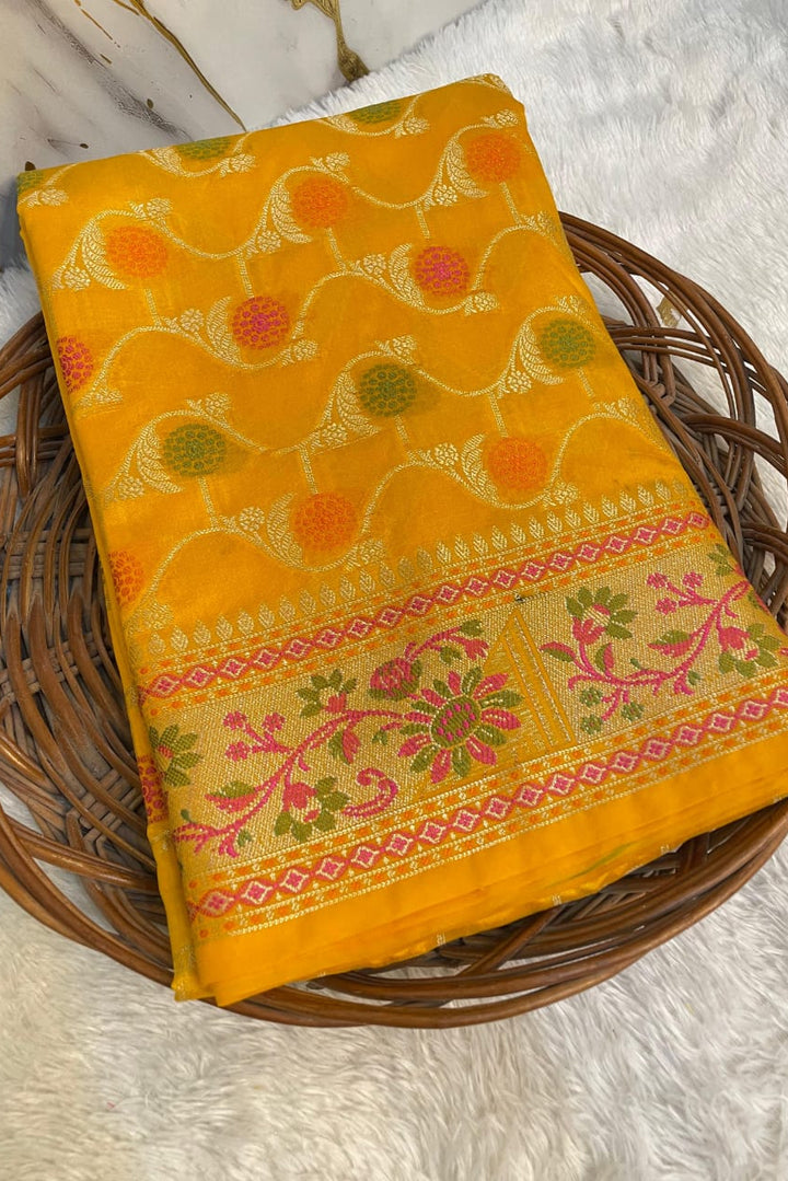 Flowers Of Devotion Banarasi Katan Silk Saree