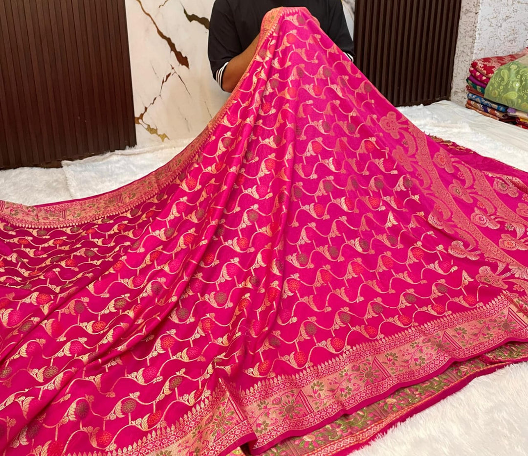 Flowers Of Devotion Banarasi Katan Silk Saree