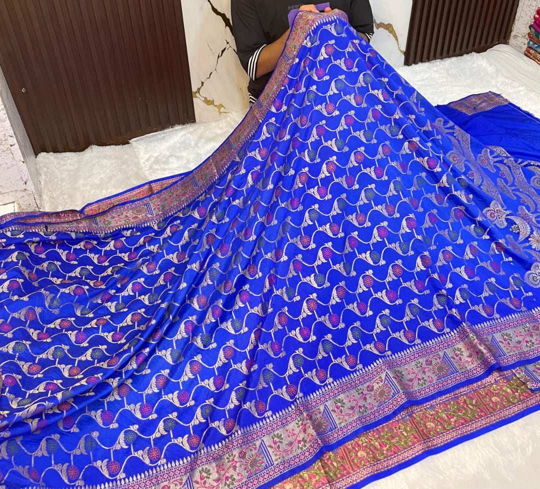Flowers Of Devotion Banarasi Katan Silk Saree