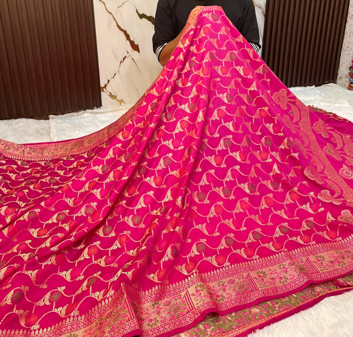 Flowers Of Devotion Banarasi Katan Silk Saree