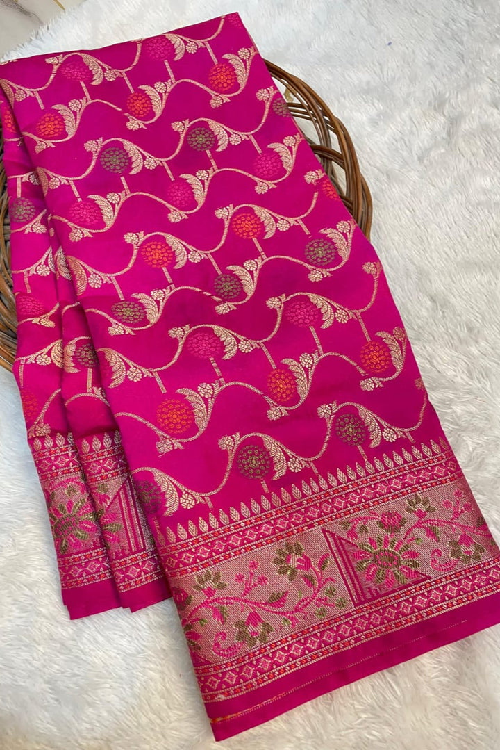 Flowers Of Devotion Banarasi Katan Silk Saree