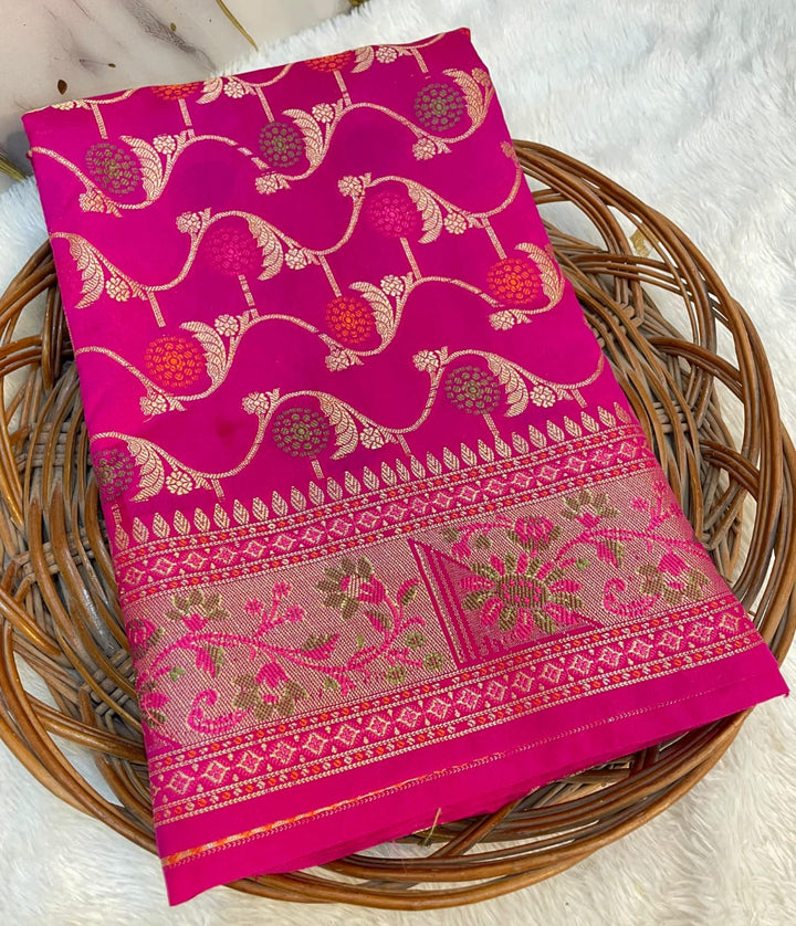 Flowers Of Devotion Banarasi Katan Silk Saree