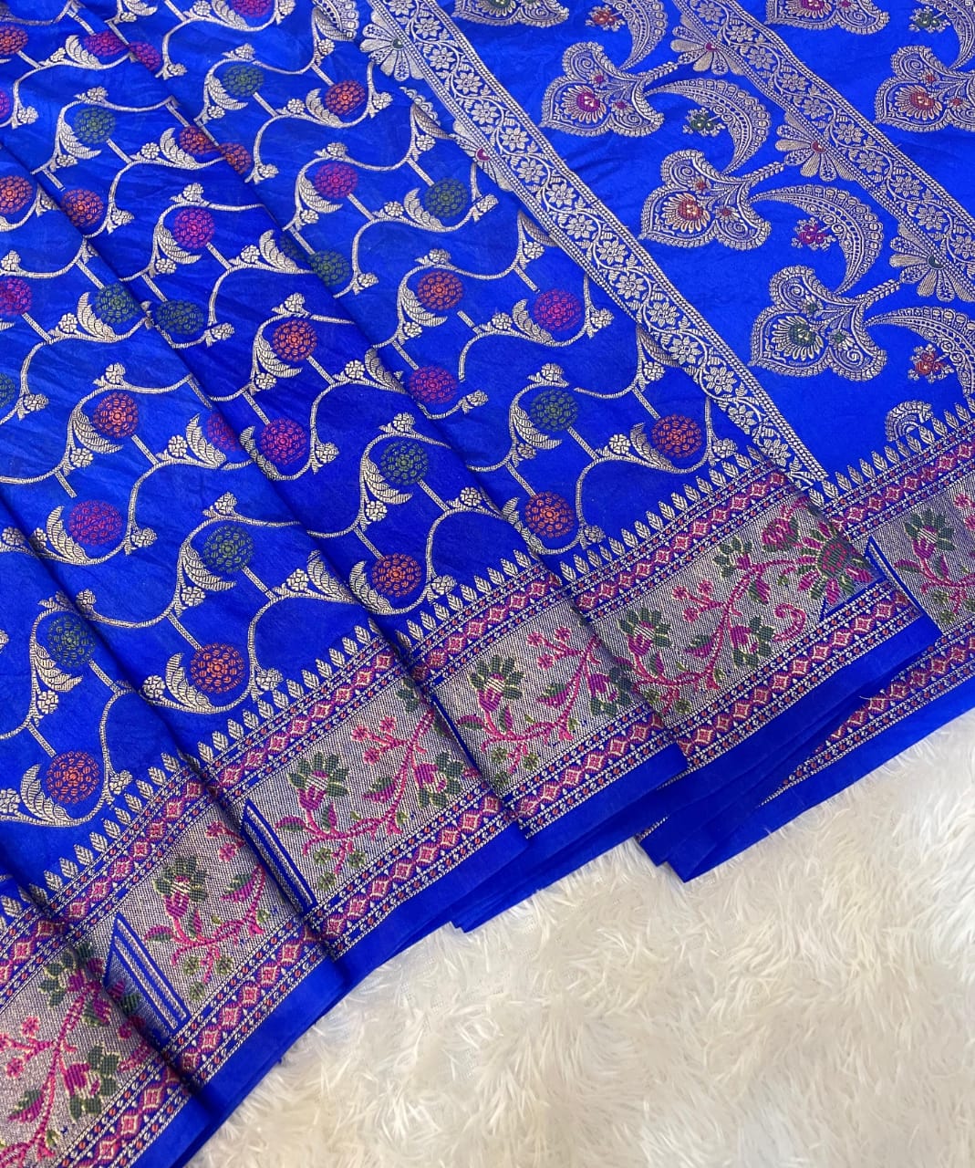 Flowers Of Devotion Banarasi Katan Silk Saree