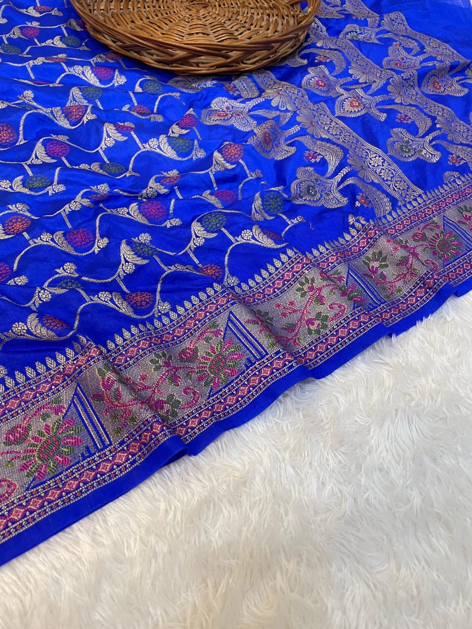 Flowers Of Devotion Banarasi Katan Silk Saree