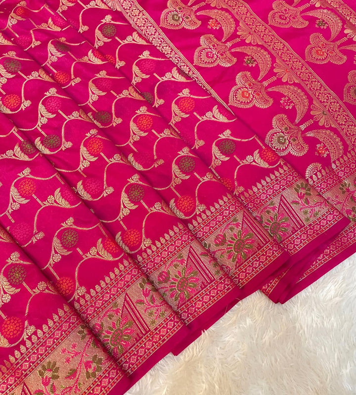 Flowers Of Devotion Banarasi Katan Silk Saree