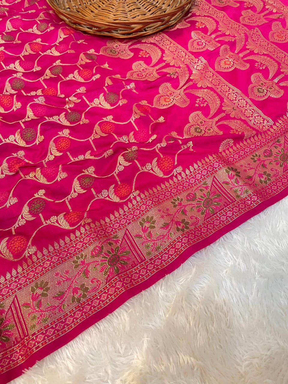 Flowers Of Devotion Banarasi Katan Silk Saree