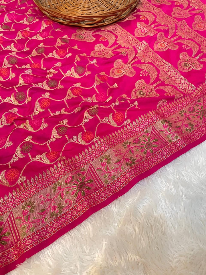 Flowers Of Devotion Banarasi Katan Silk Saree