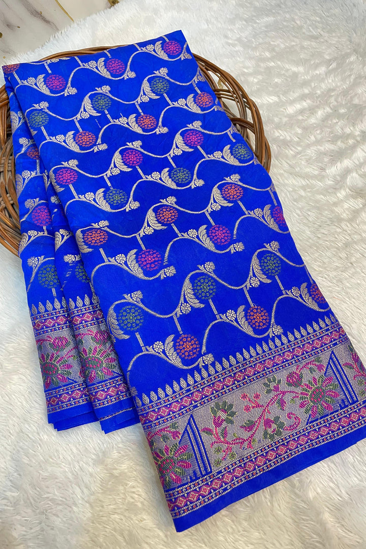 Flowers Of Devotion Banarasi Katan Silk Saree